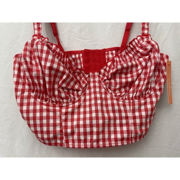 Colsie Bralette Women Size Large Gingham Bustier Crop Top Adjustable Straps NWT - Picture 2 of 12